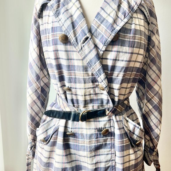 vintage 60s plaid trench coat size med - Picture 6 of 10